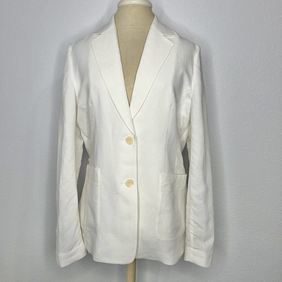 The Author White Linen Blend Le Single Relaxed Fit Blazer Jacket Sz S NWT - Picture 5 of 16